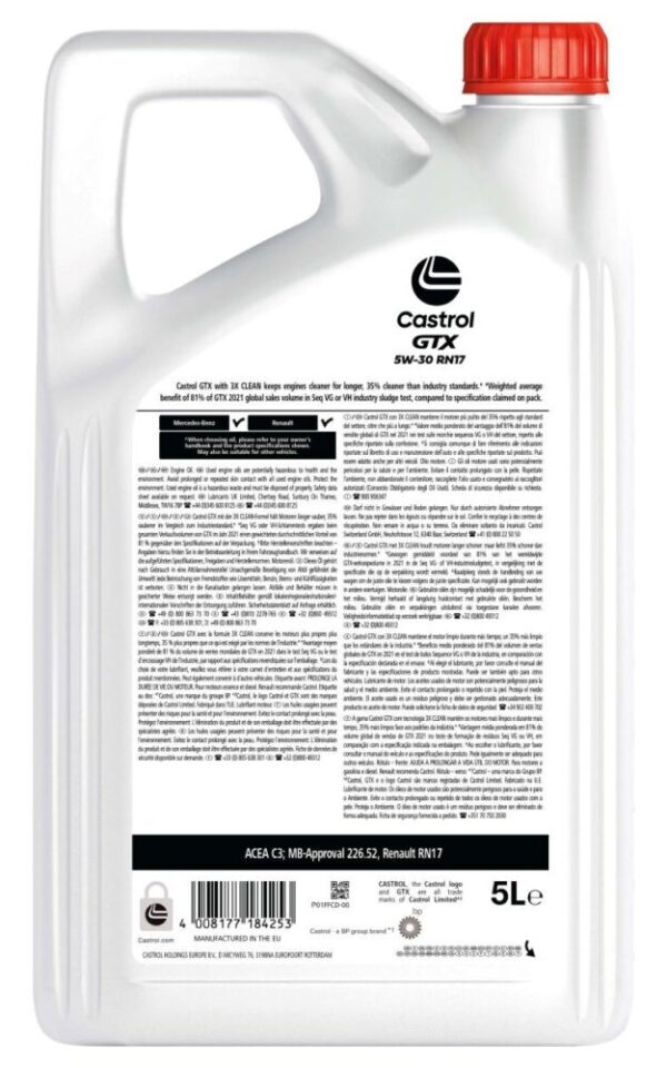 Ulei de motor Castrol GTX 5W30 RN17 5l 15F6E5 păreri