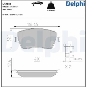 Plăcuțe de frână DELPHI LP3551