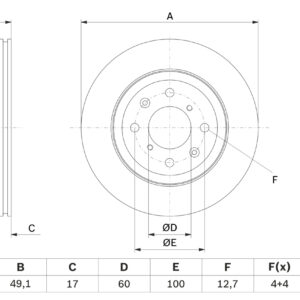 Disc frână BOSCH 0 986 479 E75