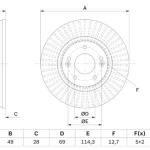 Disc frână BOSCH 0 986 479 F19
