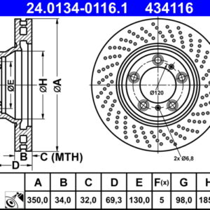 Disc frână ATE 24.0134-0116.1