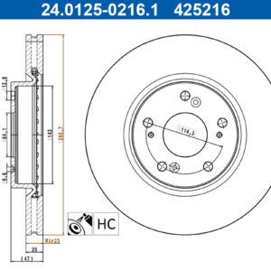 Disc frână ATE 24.0125-0216.1