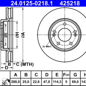 Disc frână ATE 24.0125-0218.1