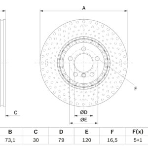 Disc frână BOSCH 0 986 479 E21