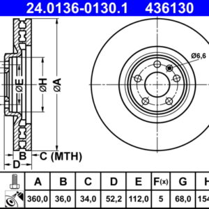 Disc frână ATE 24.0136-0130.1