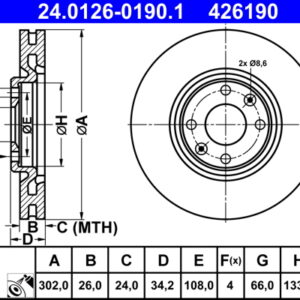 Disc frână ATE 24.0126-0190.1