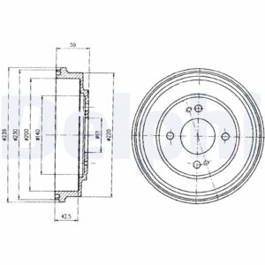 Tambur frână DELPHI BF208