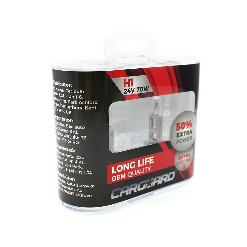 Bec Halogen H1 70W 24V Alb Xenon Carguard LONG LIFE