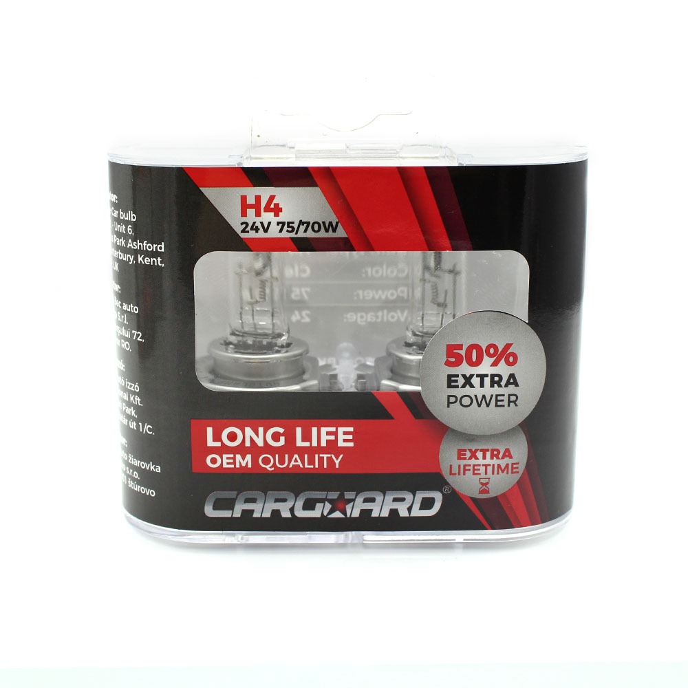 Bec Halogen H4 70W 24V Alb Xenon Carguard +50% Intensitate