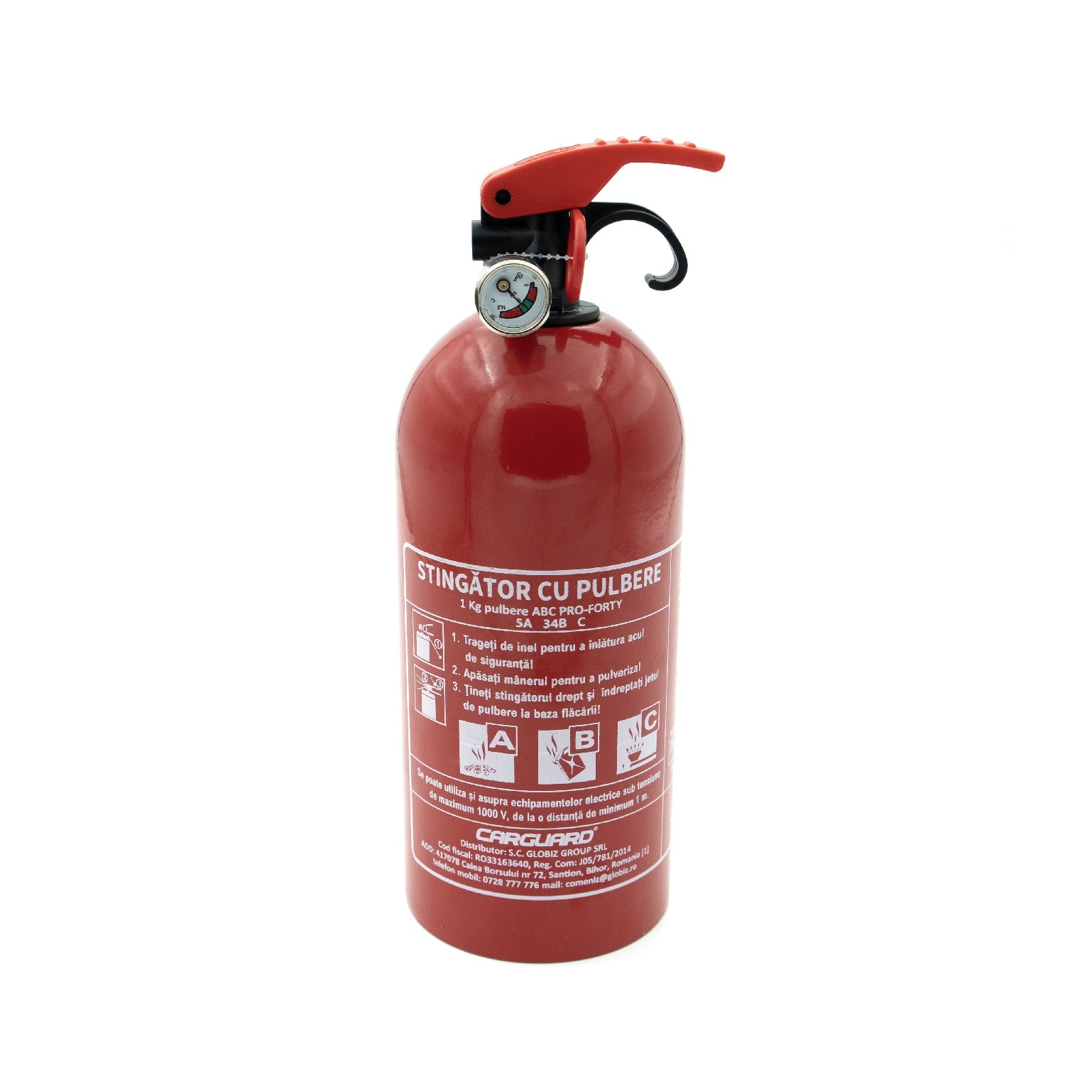 Stingator cu pulbere 1KG, cu manometru, model A B C