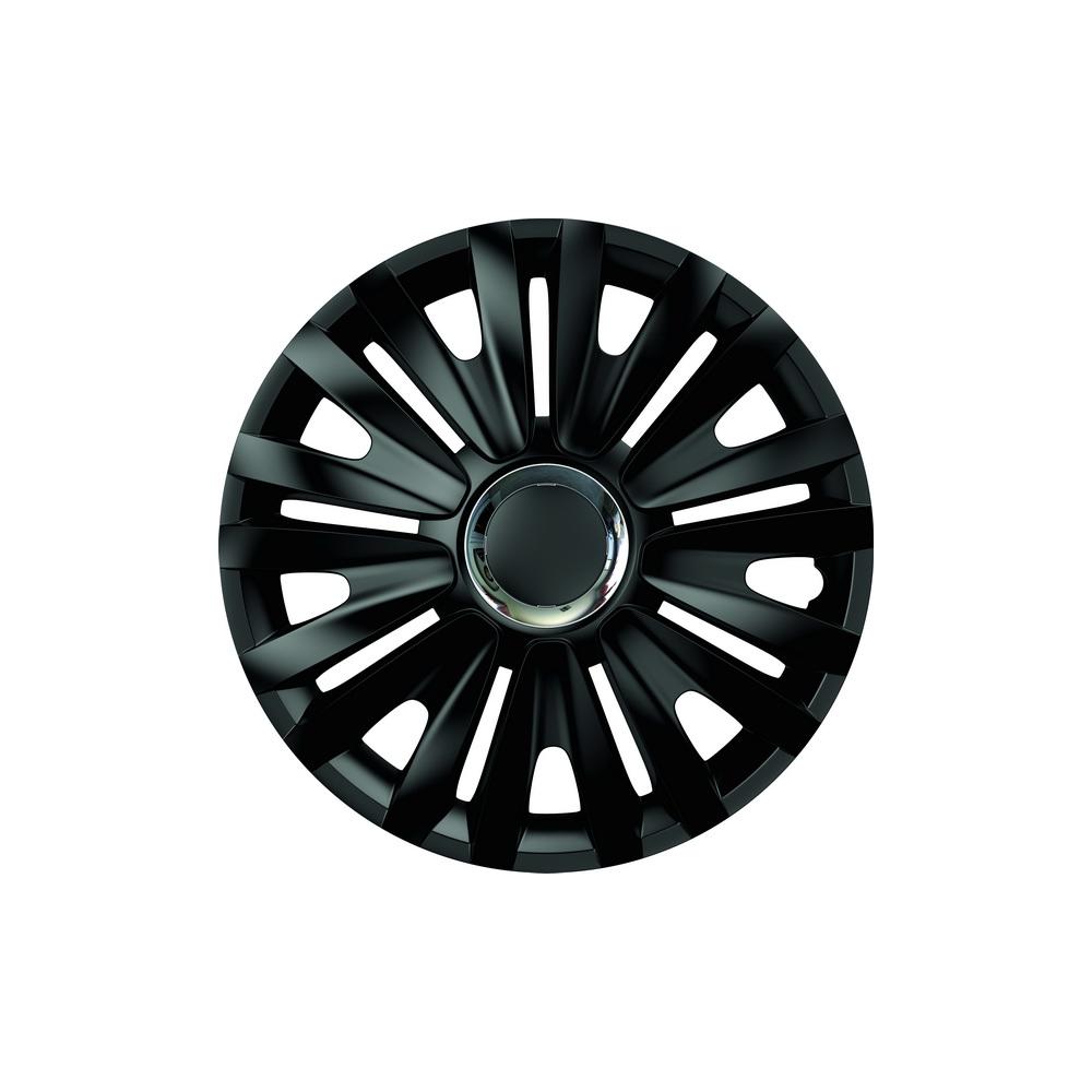 Set Capace Roti 15` Negre Cu Inel Cromat Royal