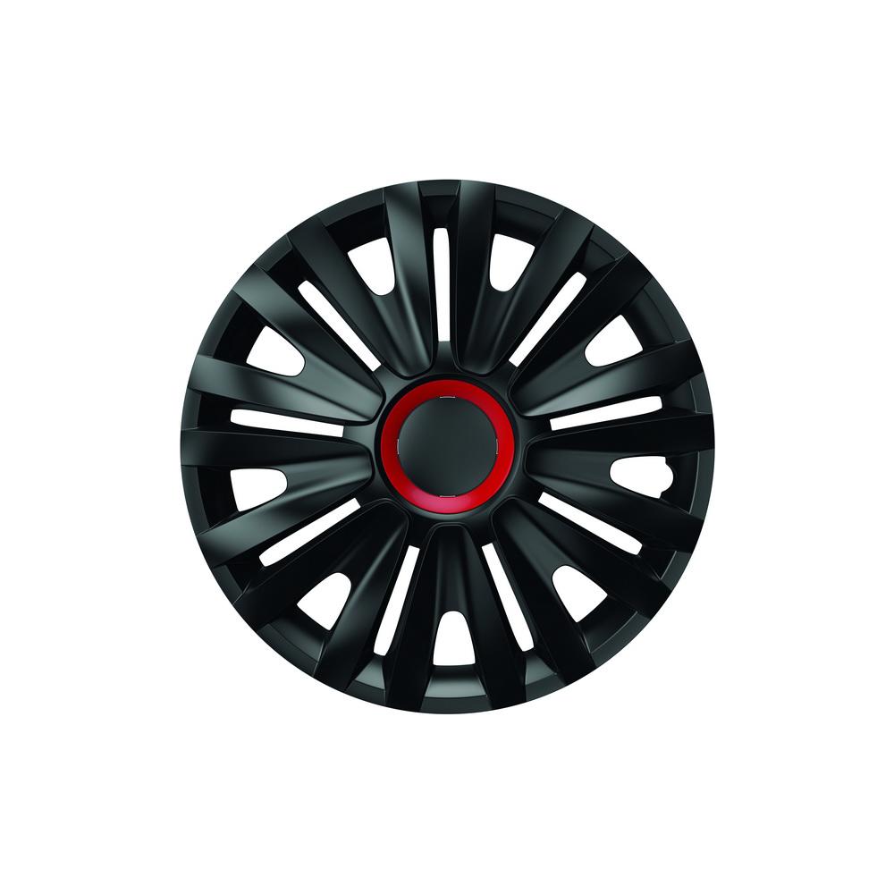 Set Capace Roti 15` Negre Cu Inel Rosu Royal